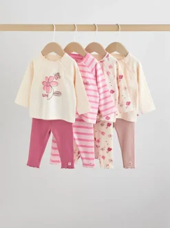 Rose/crème fleur - Ensemble Bébé Manches longues et Leggings 8 Pieces (0mois-2ans)