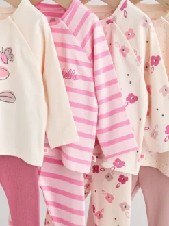Rose/crème fleur - Ensemble Bébé Manches longues et Leggings 8 Pieces (0mois-2ans)