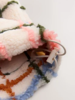 Rose/écru à carreaux - Polaire douce en polaire en peau de mouton à col zippé