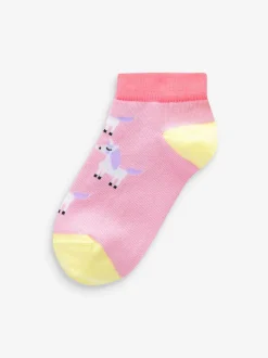 Rose/gris/violet - 5 Lot de chaussettes de sport en coton riche en licorne Character