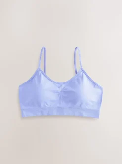 Rose/Lilac - Lot de 2 crop tops à bretelles sans coutures avec tasses amovibles légèrement rembourrées (7-16ans)