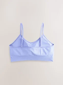 Rose/Lilac - Lot de 2 crop tops à bretelles sans coutures avec tasses amovibles légèrement rembourrées (7-16ans)