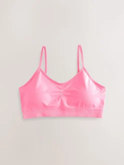 Rose/Lilac - Lot de 2 crop tops à bretelles sans coutures avec tasses amovibles légèrement rembourrées (7-16ans)