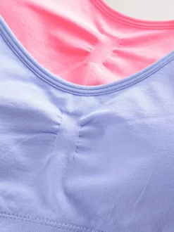 Rose/Lilac - Lot de 2 crop tops à bretelles sans coutures avec tasses amovibles légèrement rembourrées (7-16ans)