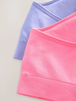 Rose/Lilac - Lot de 2 crop tops à bretelles sans coutures avec tasses amovibles légèrement rembourrées (7-16ans)