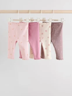 Rose/marron/cœur - Paquet de jambières pour bébé 4 (0mois-2ans)