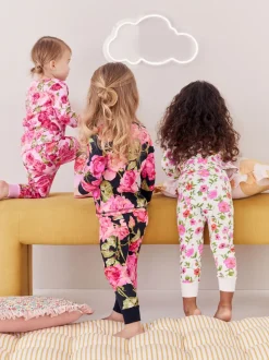Rose/Noir - Lot de 3 pyjamas Snuggle (9mois-16ans)