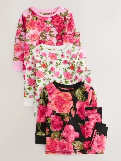 Rose/Noir - Lot de 3 pyjamas Snuggle (9mois-16ans)