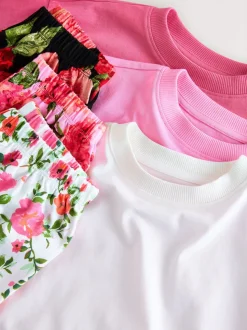 Rose/Noir - Lot de 3 pyjamas fleuris (3-16ans)