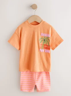 Rose/Orange - Ensemble short haut et cycliste Lot de 2 (3mois7ans)