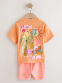 Rose/Orange - Ensemble short haut et cycliste Lot de 2 (3mois7ans)