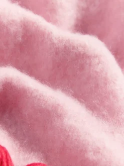 Rose/rouge - Écharpe Love & Roses brossée confortable à glands