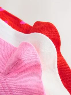 Rose/rouge - Lot de 3 paires de chaussettes côtelées en coton majoritaire