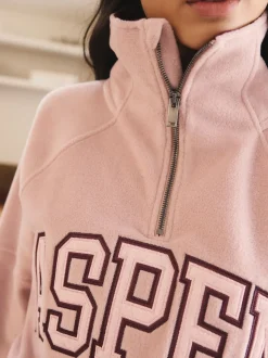 Rose/rouge bordeaux - Polaire graphique à demi-zippée