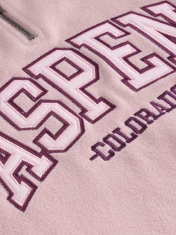 Rose/rouge bordeaux - Polaire graphique à demi-zippée