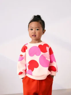 Rose/rouge motif cœurs - Ensemble Sweat-shirt et jogging Coupe ballon (3mois -7ans)