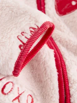 Rose/rouge motif cœurs - Polaire Borg à fermeture éclair