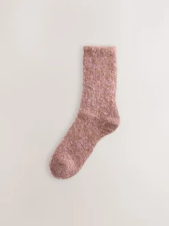 Rose/rouille - Lot de 2 paires de chaussettes douillettes Boucle