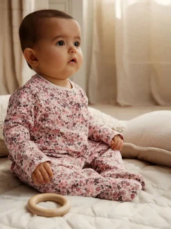 Rose/rouille Ditsy Fleuri - Lot de 5 dors-bien bébé (0-2ans)