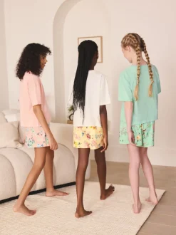 Rose/vert à fleurs - Pyjama court 3 Pack (3-16ans)
