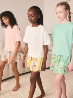 Rose/vert à fleurs - Pyjama court 3 Pack (3-16ans)