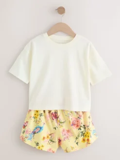 Rose/vert à fleurs - Pyjama court 3 Pack (3-16ans)