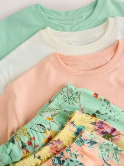 Rose/vert à fleurs - Pyjama court 3 Pack (3-16ans)