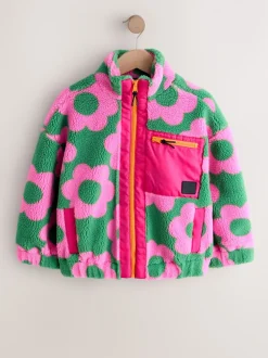 Rose/vert - Zip Up Borg Jacket (3-16yrs)
