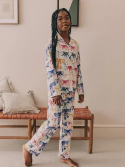 Rose/Vert Nœud Imprimé - Pyjama boutonné (3-16 ans)