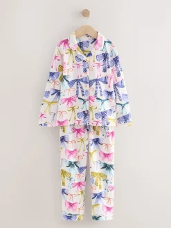 Rose/Vert Nœud Imprimé - Pyjama boutonné (3-16 ans)