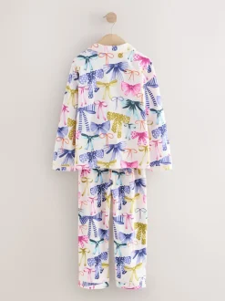 Rose/Vert Nœud Imprimé - Pyjama boutonné (3-16 ans)