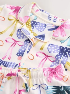 Rose/Vert Nœud Imprimé - Pyjama boutonné (3-16 ans)