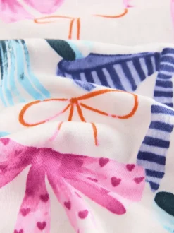 Rose/Vert Nœud Imprimé - Pyjama boutonné (3-16 ans)