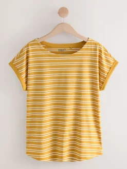 Rose/vert/blanc/jaune rayé/imprimé palmier - Lot de 5 T-shirts à mancherons