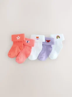 Rose/violet/blanc - Paquet de chaussettes roulantes pour bébé 5 (0mois-2ans)