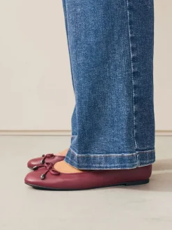 Rouge - Ballerines en cuir à bout rond