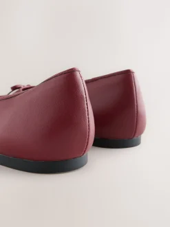 Rouge - Ballerines en cuir à bout rond