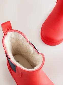 Rouge - Bottines en caoutchouc avec doublure chaude