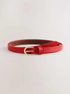 Rouge - Ceinture fine en cuir