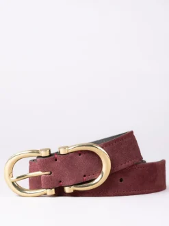 Rouge - Ceinture Lakeland Leather Bowness en daim à double boucle