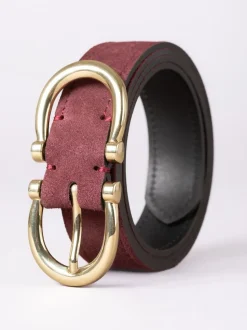Rouge - Ceinture Lakeland Leather Bowness en daim à double boucle