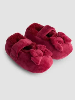 Rouge - Chaussons JoJo Maman Bébé Ballerines en velours à nœud