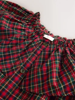 Rouge - Chemisier à carreaux avec col à volants (3-16ans)