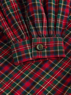 Rouge - Chemisier à carreaux avec col à volants (3-16ans)