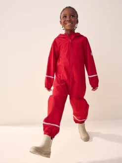 Rouge - Combinaison imperméable zippée à capuche (12mois -10ans)