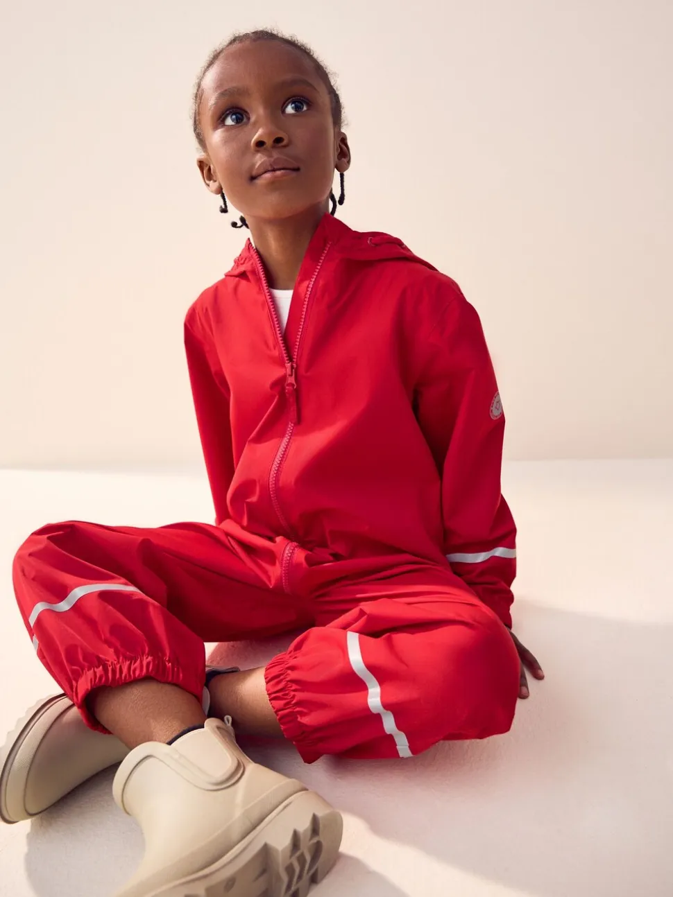 Rouge - Combinaison imperméable zippée à capuche (12mois -10ans)