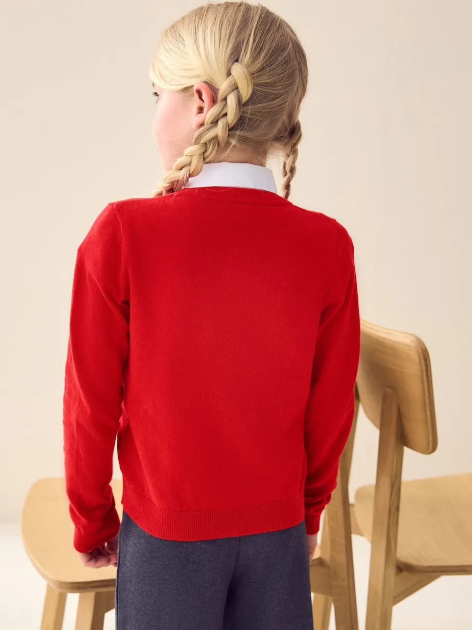Rouge - Cotton Rich Nœud Pocket School Cardigan (3-16yrs)
