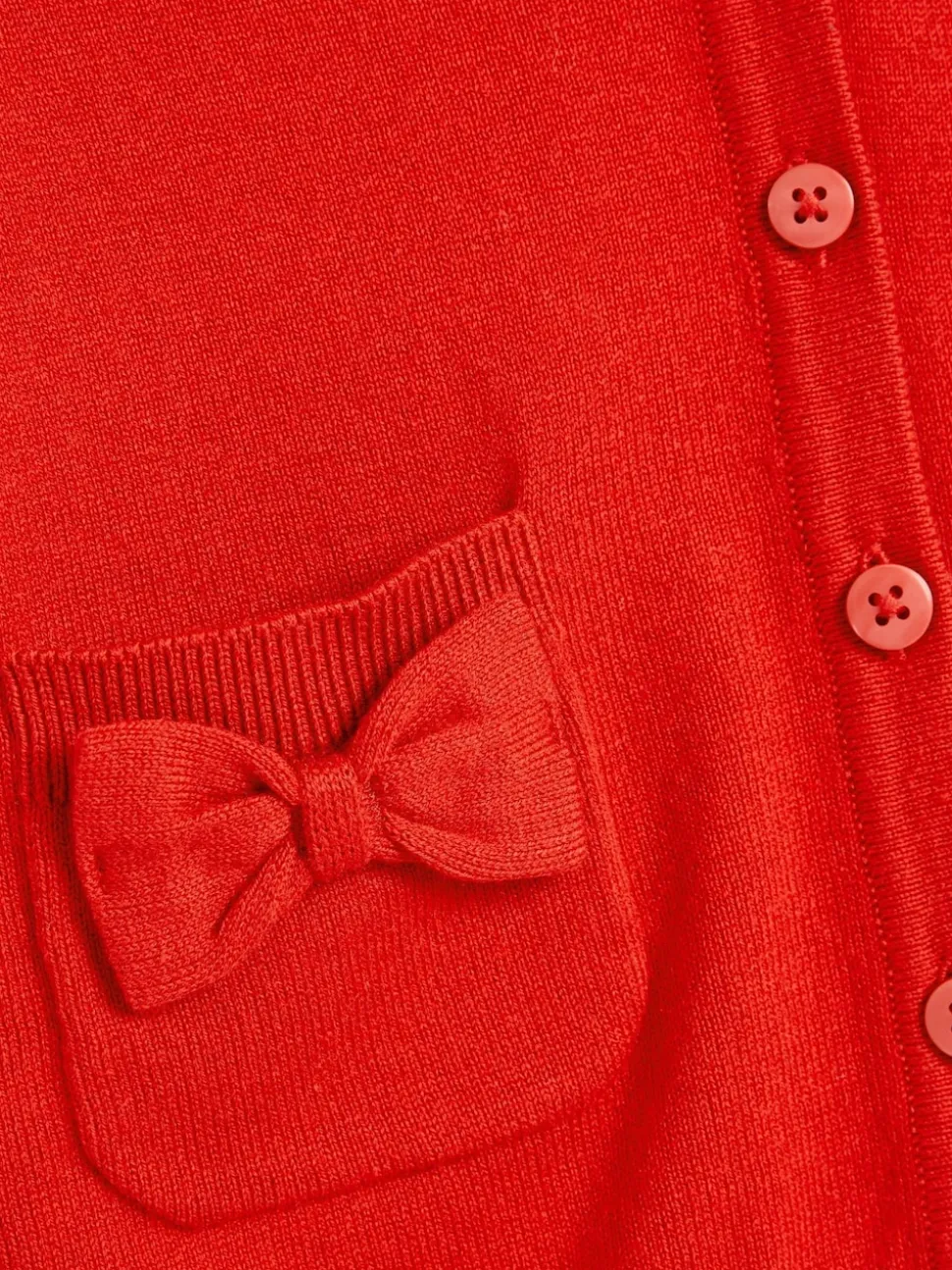 Rouge - Cotton Rich Nœud Pocket School Cardigan (3-16yrs)