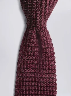 Rouge - Cravate moss en soie tricotée