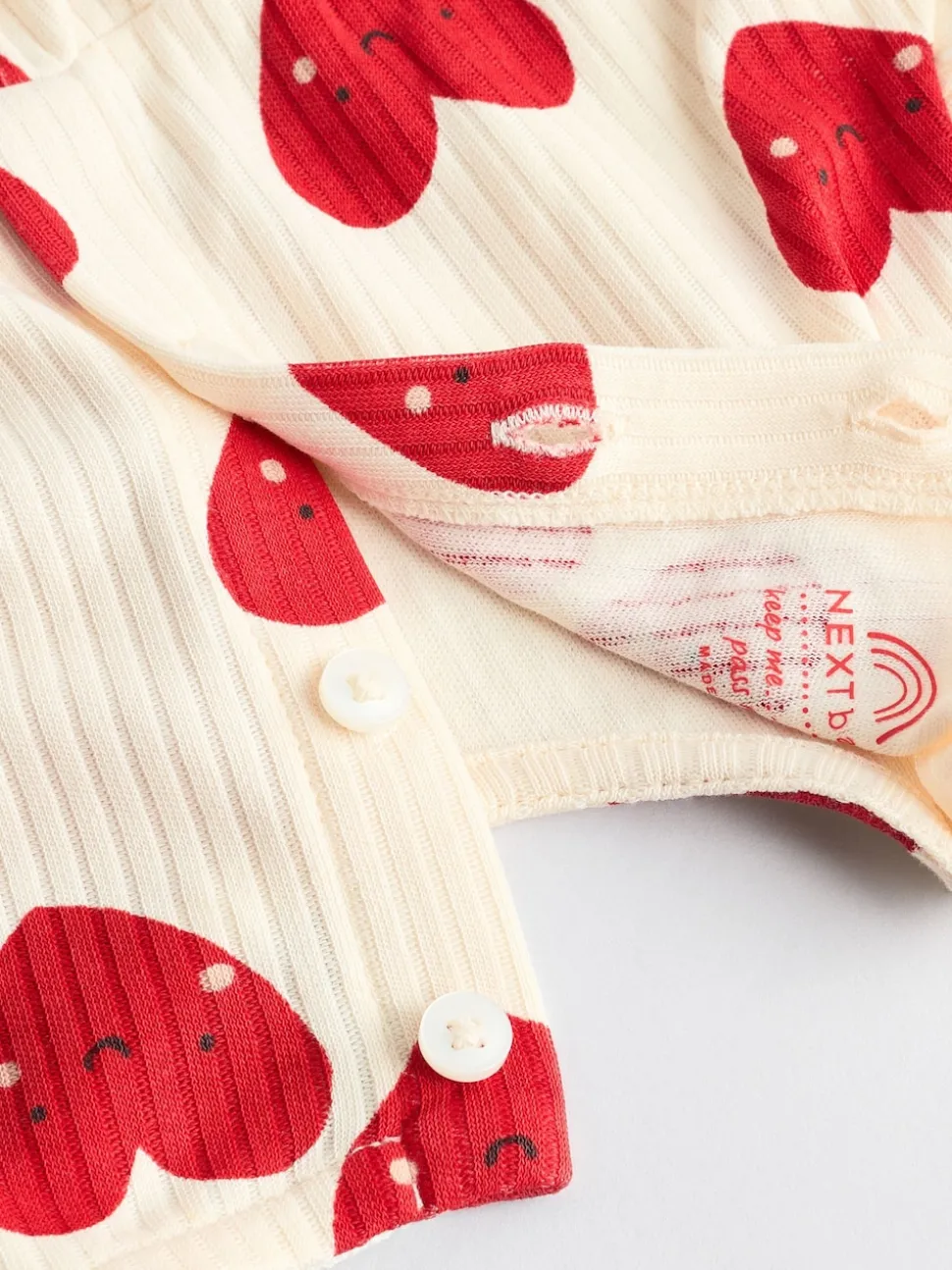 Rouge - Cœur Frill imprimé Bébé 100% Coton Romper